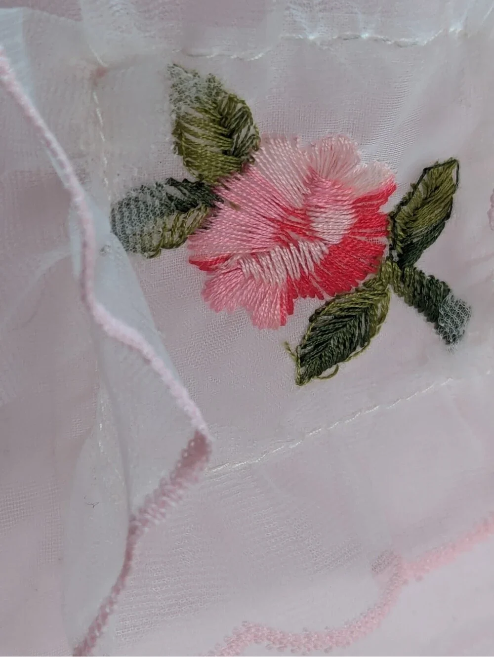 NWT Pink Sheer Half Apron Floral Lace Trim Hostess Cottagecore Beco Original VTG